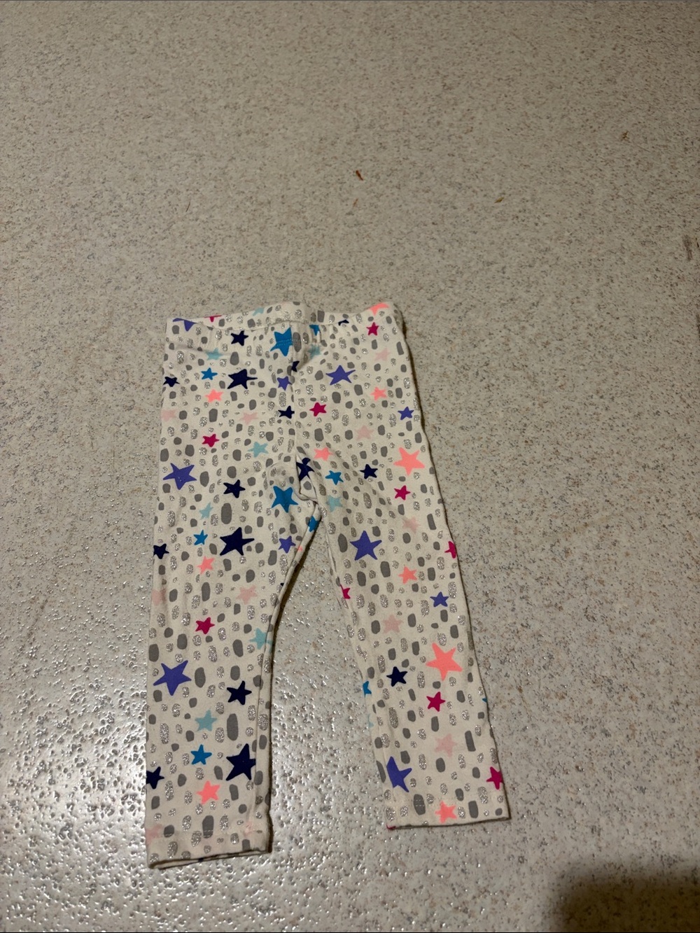 Kids White Star Print Leggings - Multi Color